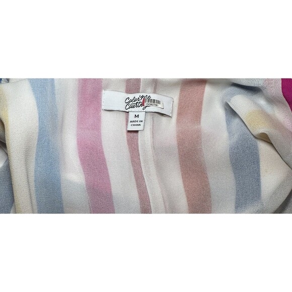 COLOR ME COURTNEY Taira Wrap Colorful Striped Midi Dress‎ SIZE MEDIUM - Picture 9 of 12